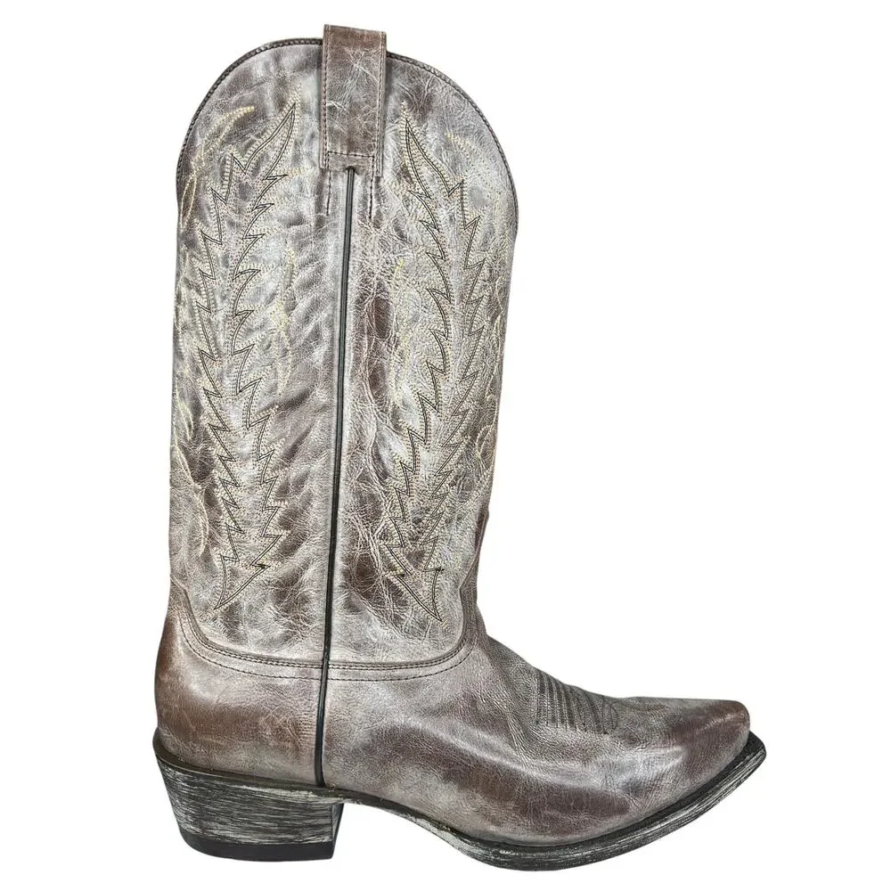 Tri Star Men’s Apache Brown White Distressed Cowboy Boots Size US 9 EE